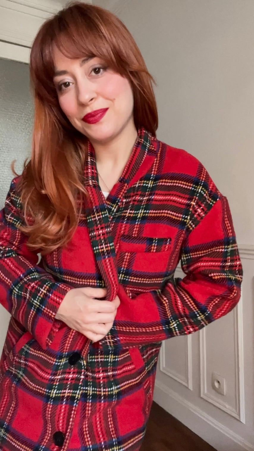 Manteau long tartan - Du 38 au 48