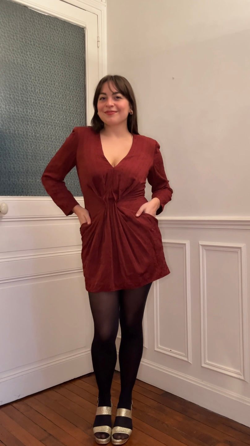 Robe bordeaux faite main - Taille 40