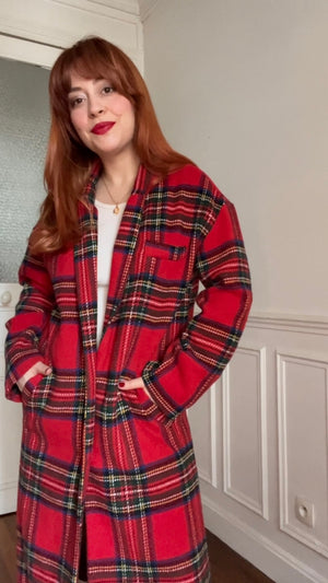 Manteau long tartan - Du 38 au 48