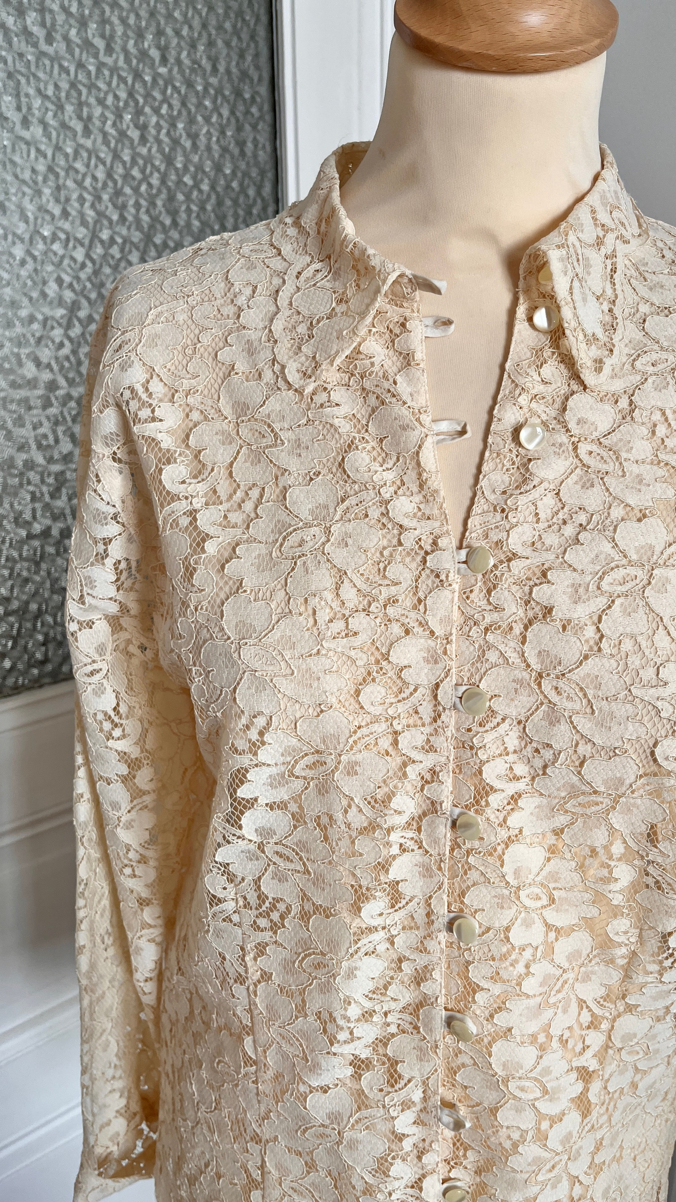Chemisier dentelle vanille - Du 38 au 42