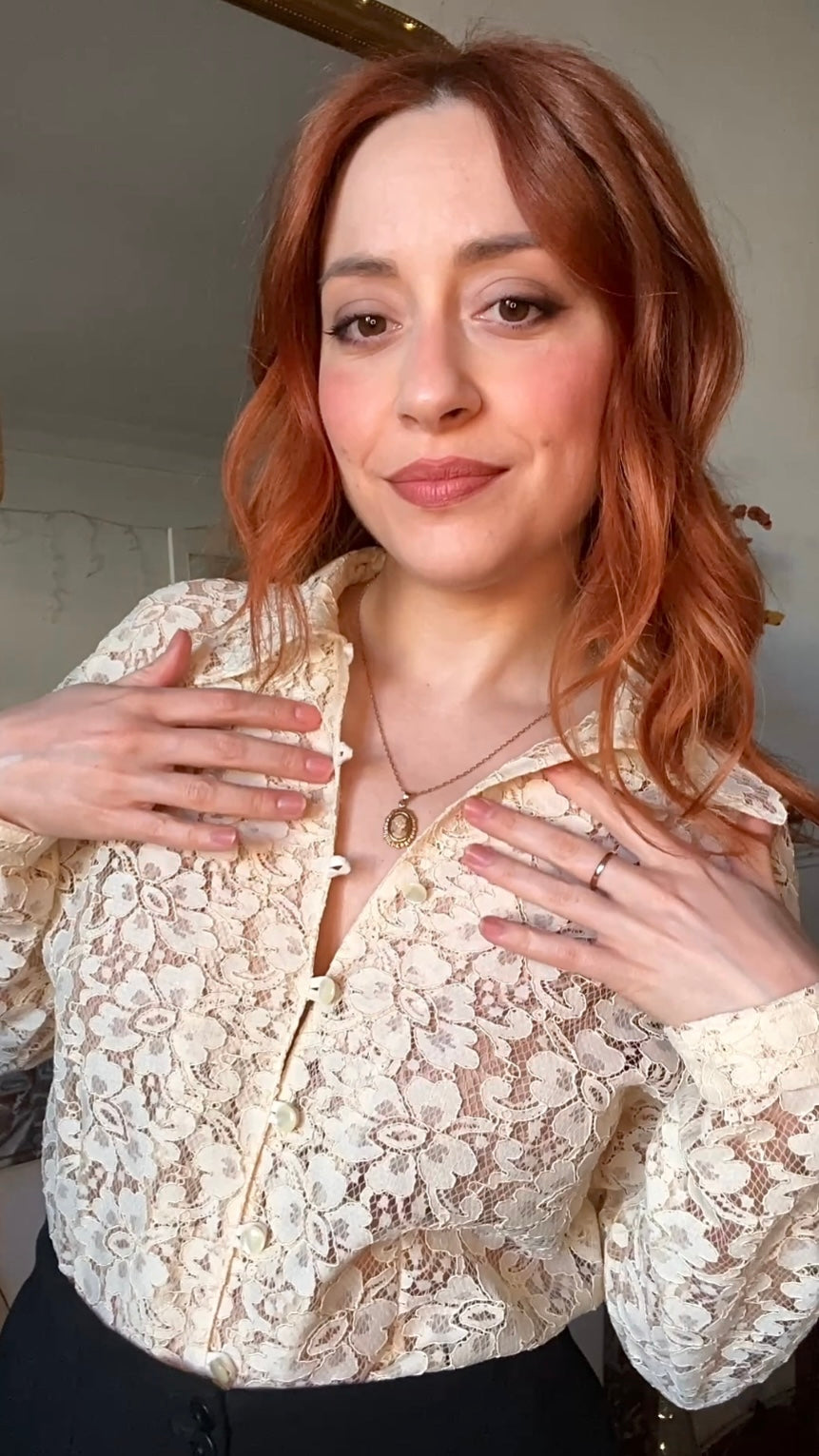 Chemisier dentelle vanille - Du 38 au 42