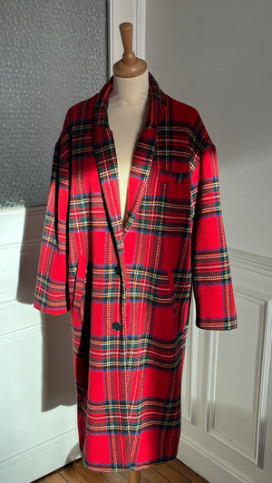 Manteau long tartan - Du 38 au 48