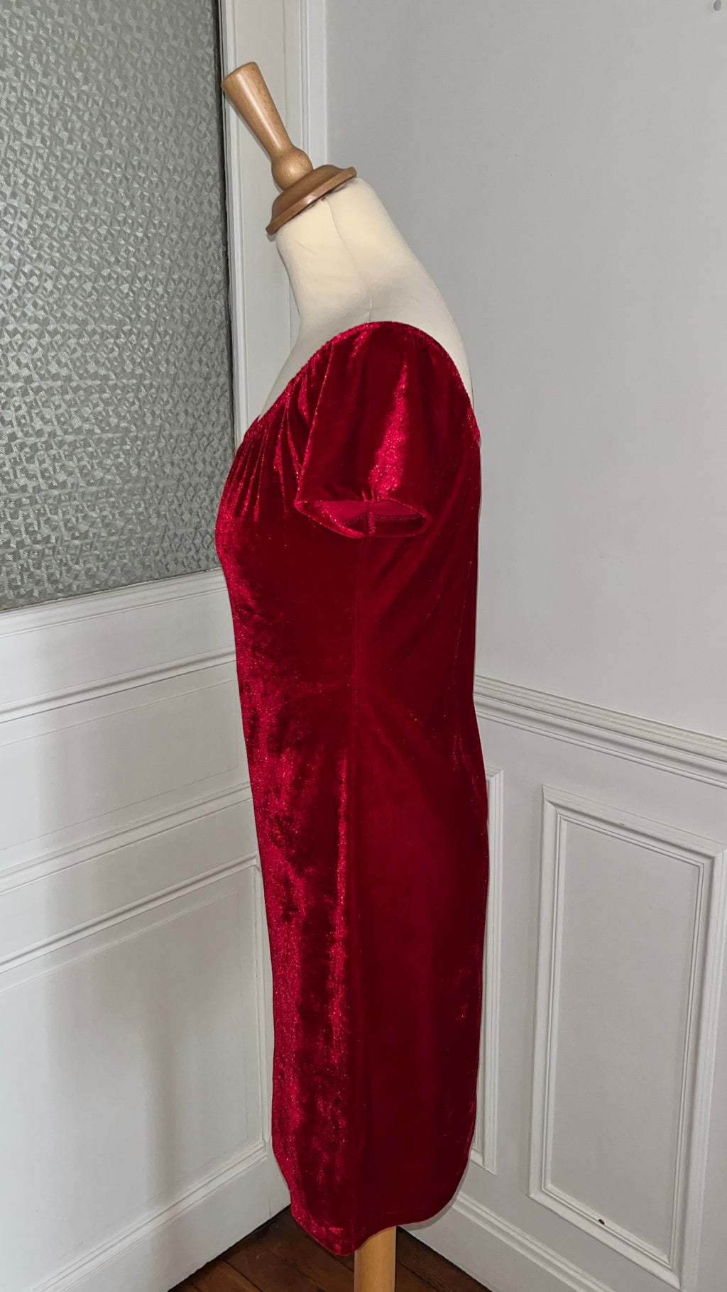 Robe velours épaules dénudées - Du 36 au 42