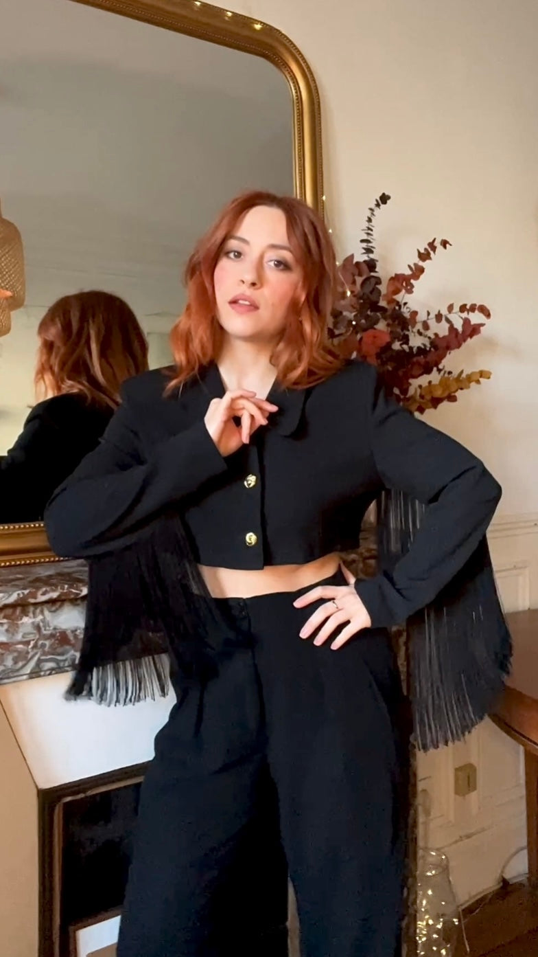 Blazer court à franges - Du 36 au 42