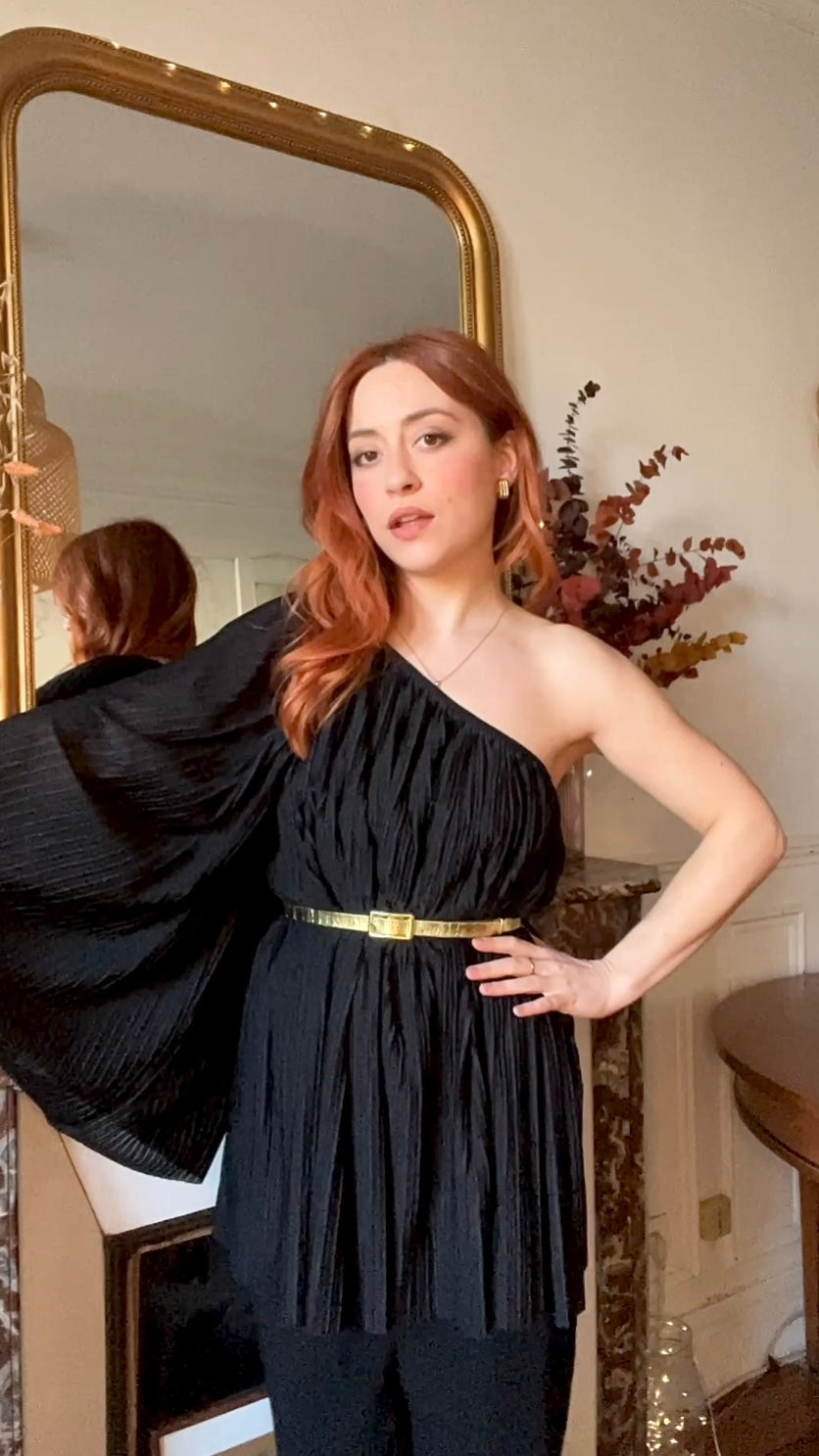 Tunique asymétrique plisse - Du 38 au 48