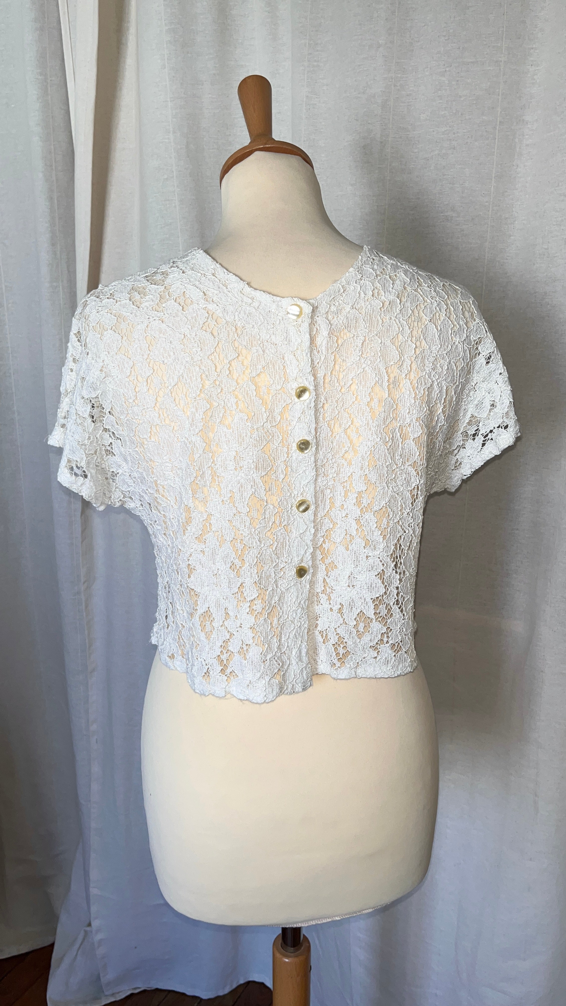 T-shirt dentelle crème - Du 36 au 42