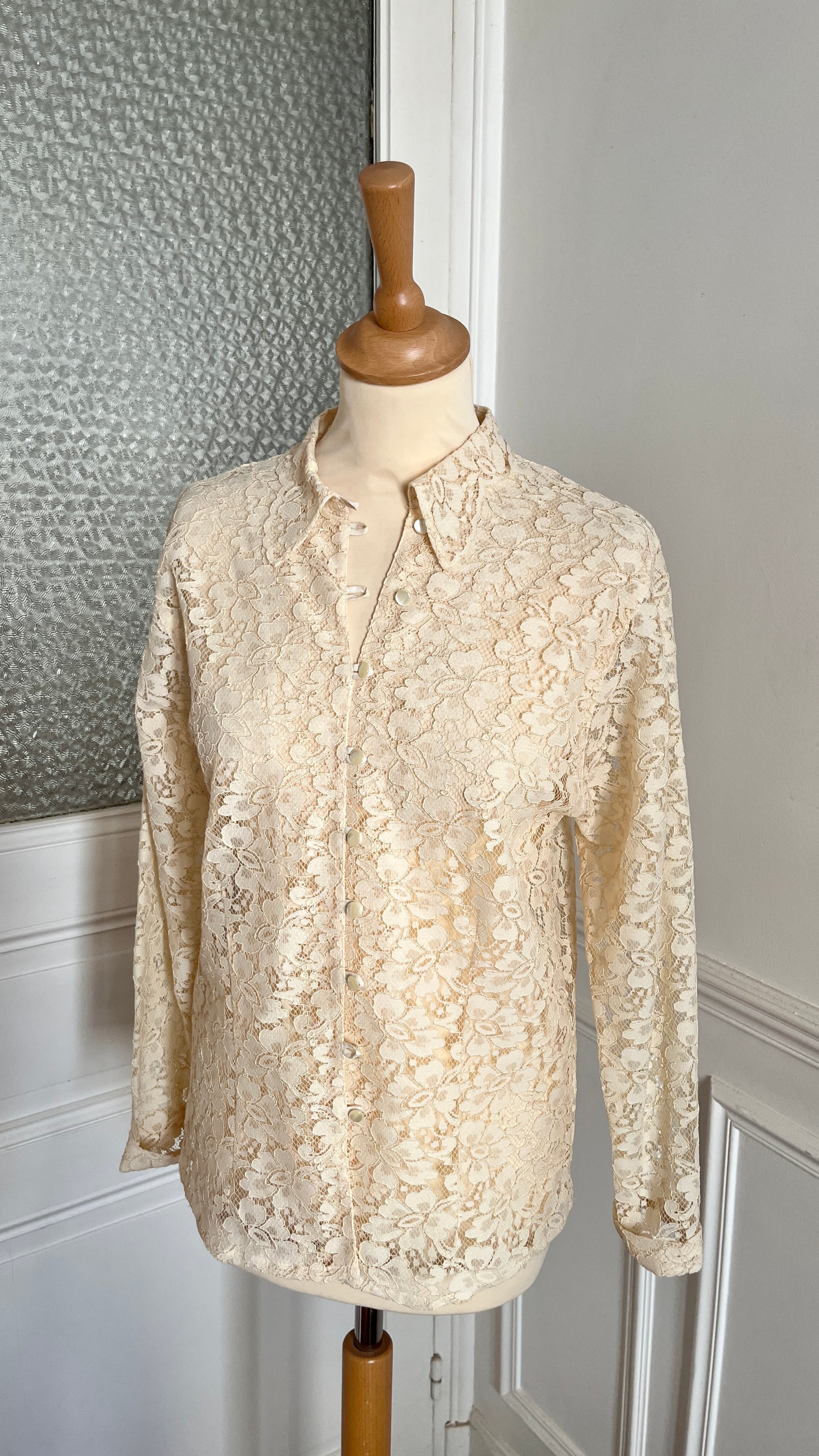 Chemisier dentelle vanille - Du 38 au 42