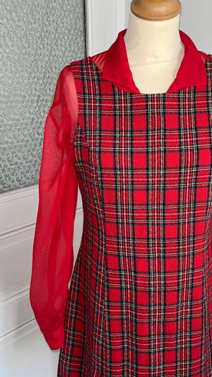 Robe chasuble tartan 90's - Du 38 au 42