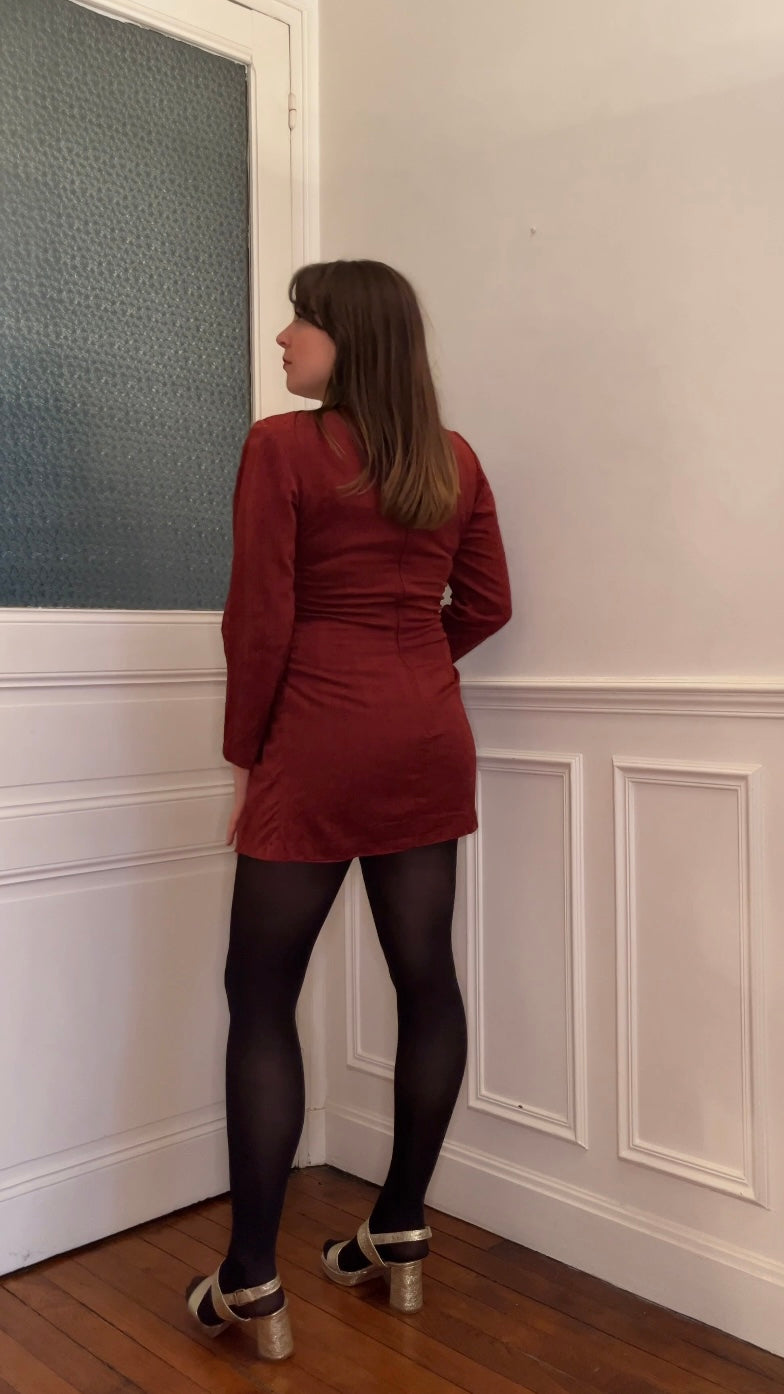 Robe bordeaux faite main - Taille 40