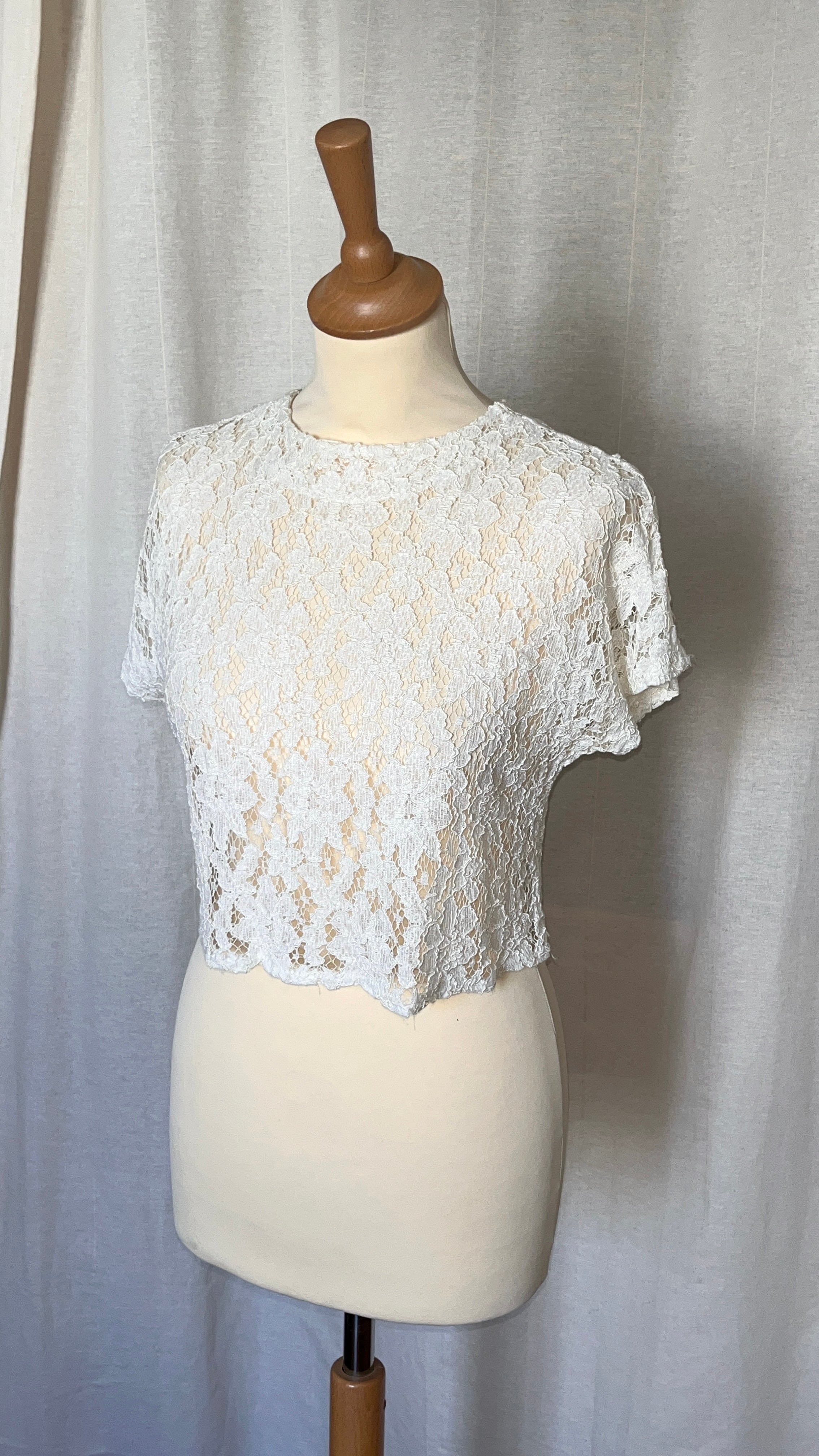 T-shirt dentelle crème - Du 36 au 42