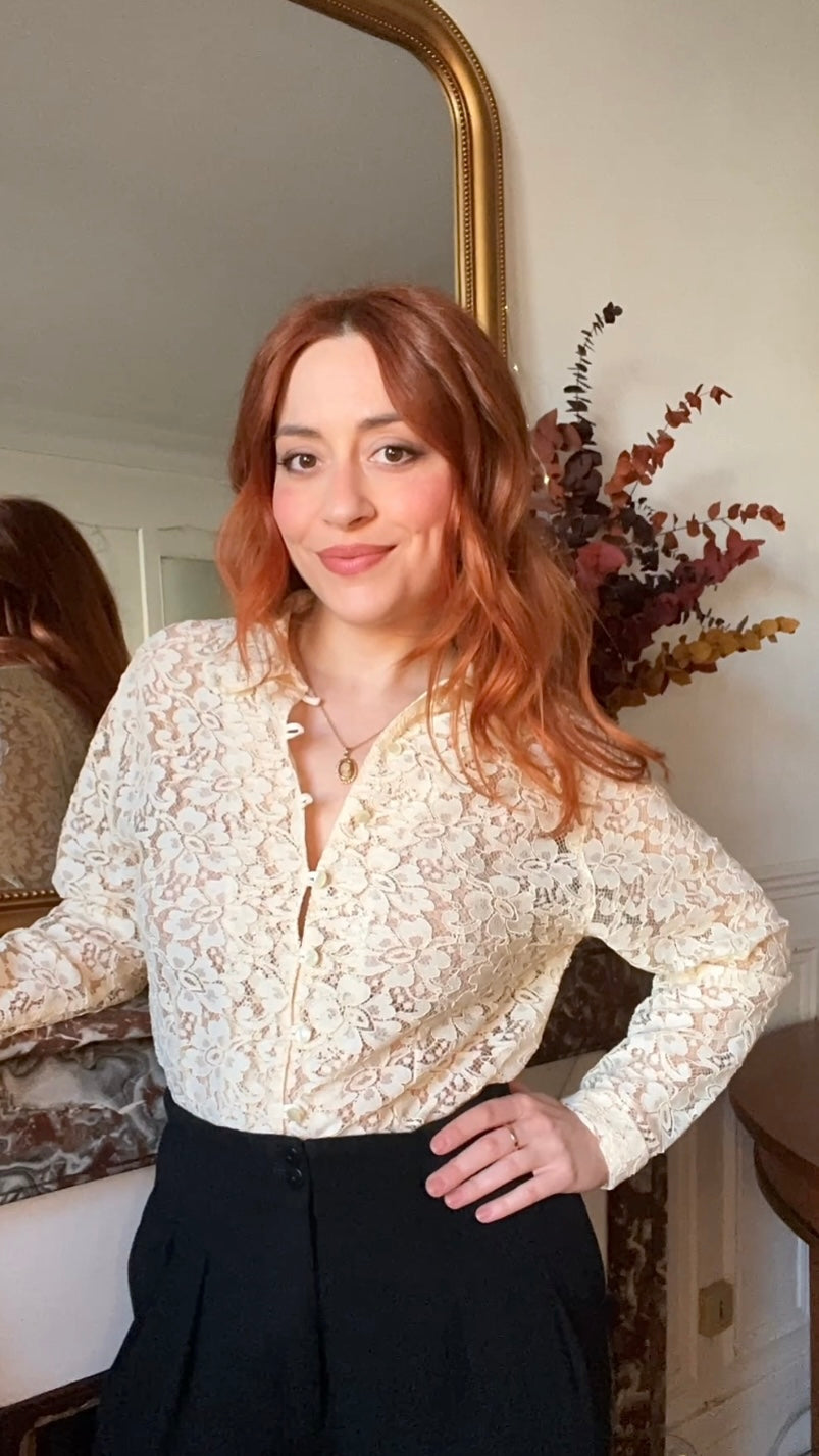 Chemisier dentelle vanille - Du 38 au 42